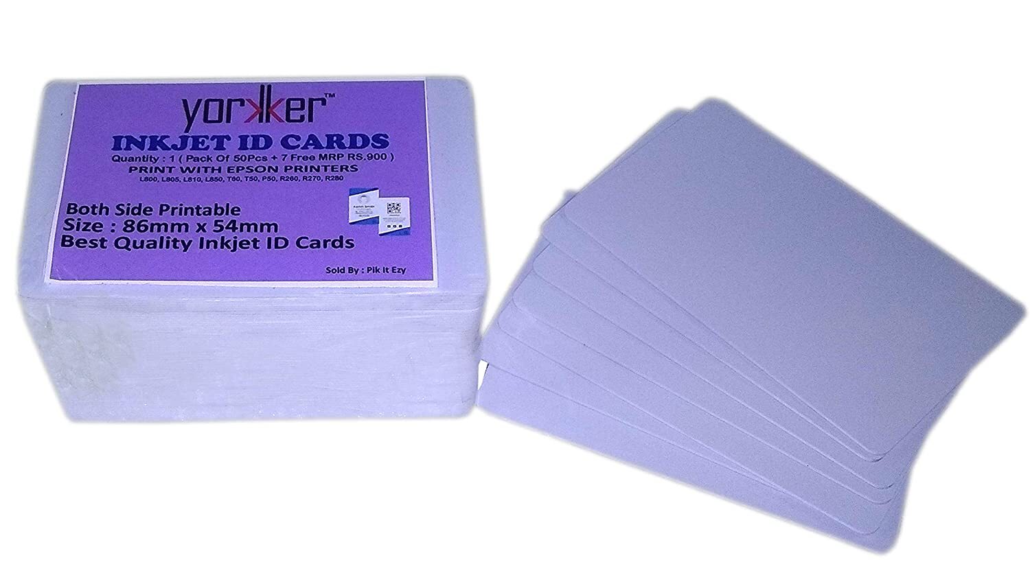 Yorkker Eps Pvc Inkjet Id Cards (Pack Of 57 Pc) Printable With Epson Printers