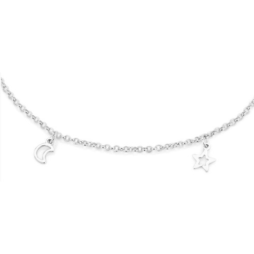Open Star And Moon Silver Anklet - Silver 925, Customized Size | Elegant Jewelry Design, Suitable For All Occasions