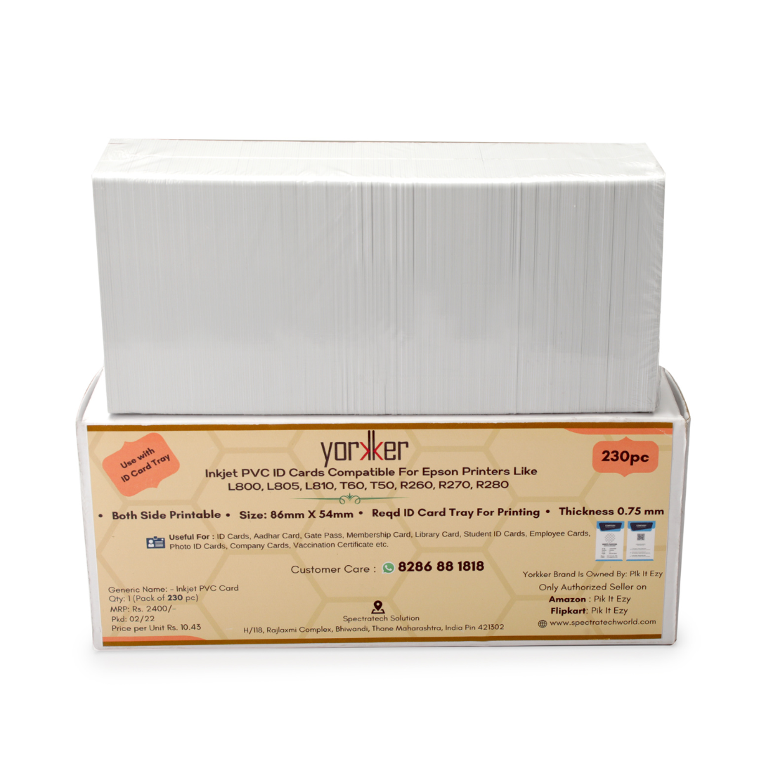 Yorkker Inkjet Id Cards (Pack Of 230) For Epson Printers