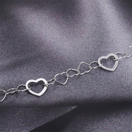 Modern Open Small And Big Hearts Silver Bracelet