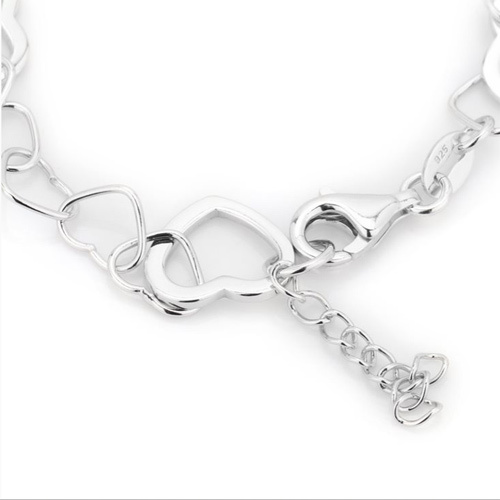 Modern Open Small And Big Hearts Silver Bracelet