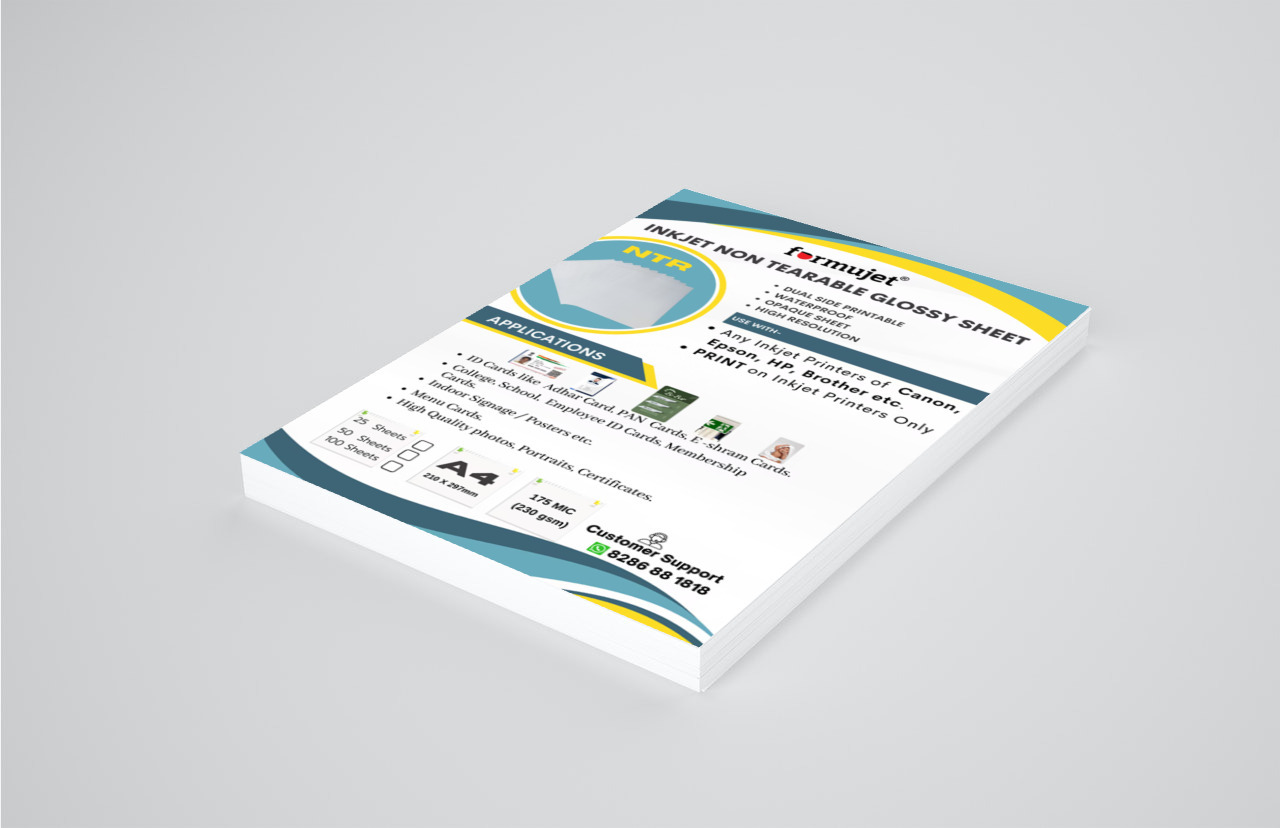 Formujet Ntr Sheets - Inkjet Non Tear Glossy Waterproof Sheet For Id Cards