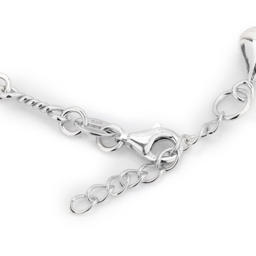 Modern Sewn In Sequence Puffed Heart Silver Bracelet