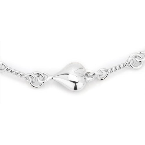 Modern Sewn In Sequence Puffed Heart Silver Bracelet