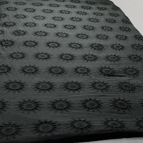 Cotton Hakoba Fabric - Mix Cotton, Washable | Suitable for All Seasons, Black Color, Custom Length as Per Requirement