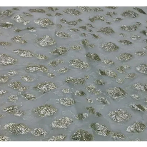 Georgette Jacquard Fabric With Zari - 100% Georgette Jacquard Fabric, Custom Length, All-season Usability | Washable Elegance With Decorative Zari Accents