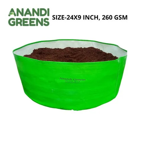 24X9 Inches HDPE Round Grow Bag - Glossy Finish, Green Color | Ideal for Growing Plants in Versatile and Durable Grow Bags