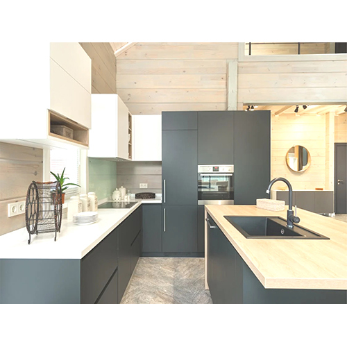 Modular Kitchen - Wood And Laminate, Variable Dimensions, Pale Green | 8+ Cabinets, Modern Style For Ample Storage And Food Preparation