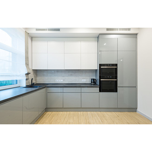Modular Kitchen - Wood And Laminate, Variable Dimensions, Pale Green | 8+ Cabinets, Modern Style For Ample Storage And Food Preparation