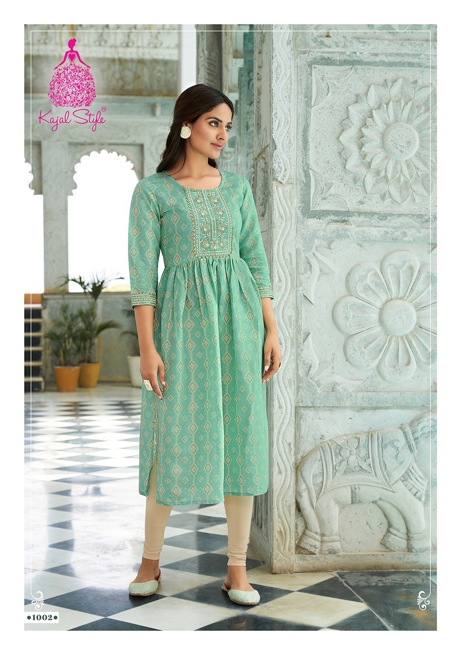 Kajal Style Nayra Cut Kurti With Embroidery