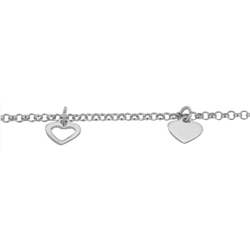 Dangling Open And Close Heart Charm Silver Anklet Size: Customized