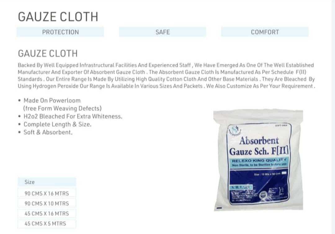 Soft Grip Gauze Cloth - Non Woven, Size 90cm X 10mtr & 90cm X 16mtr, White | Soft And Absorbent, Relexo King Quality, Non Sterile
