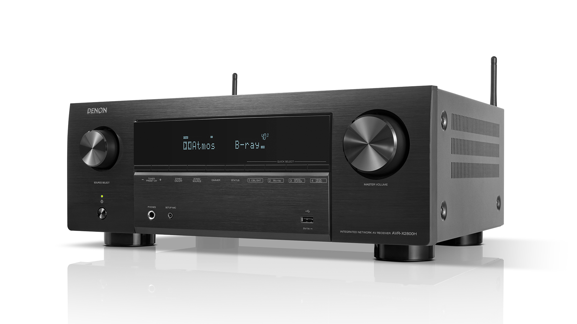 Denon Avr-x2800h - 7.2 Channel, 185w Power, Black Finish | Dolby Atmos, 8k Ultra Hd, Heos, Voice Control, Bluetooth