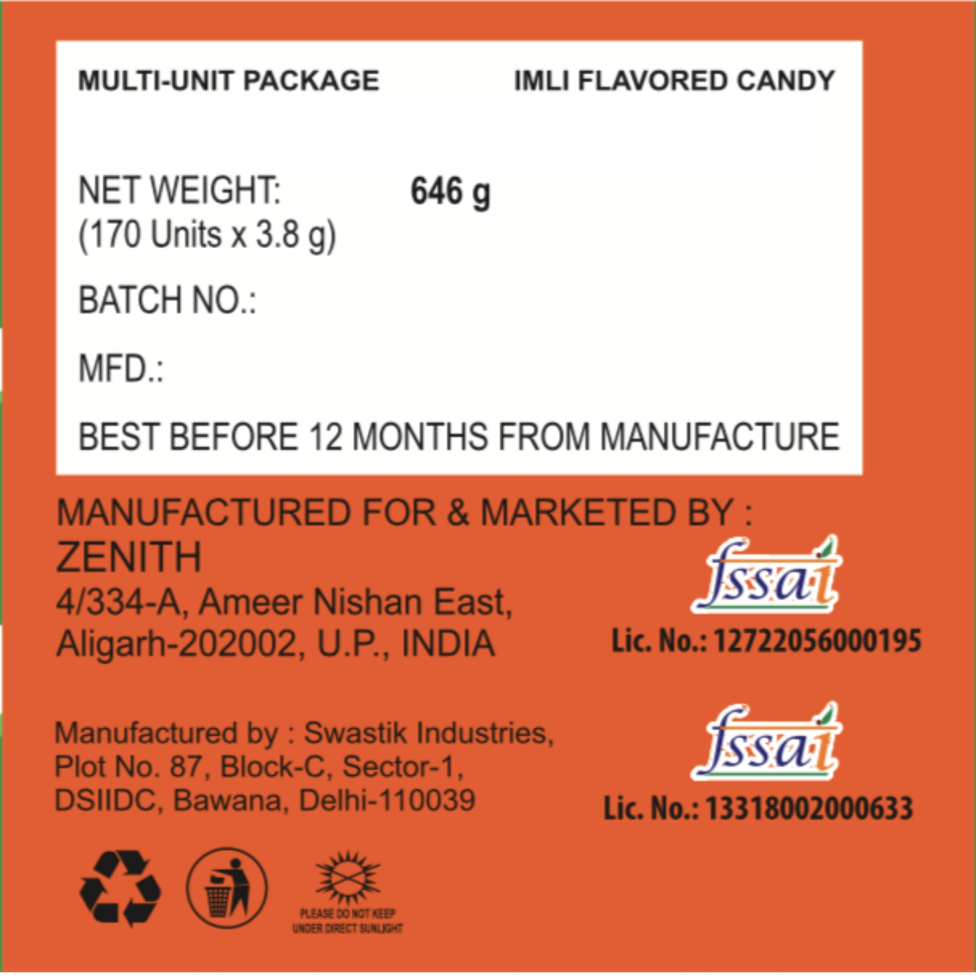 Clumsy Imli Flavored Candy - 650 Grams | Solid Form, Sweet Taste, 12-month Shelf Life