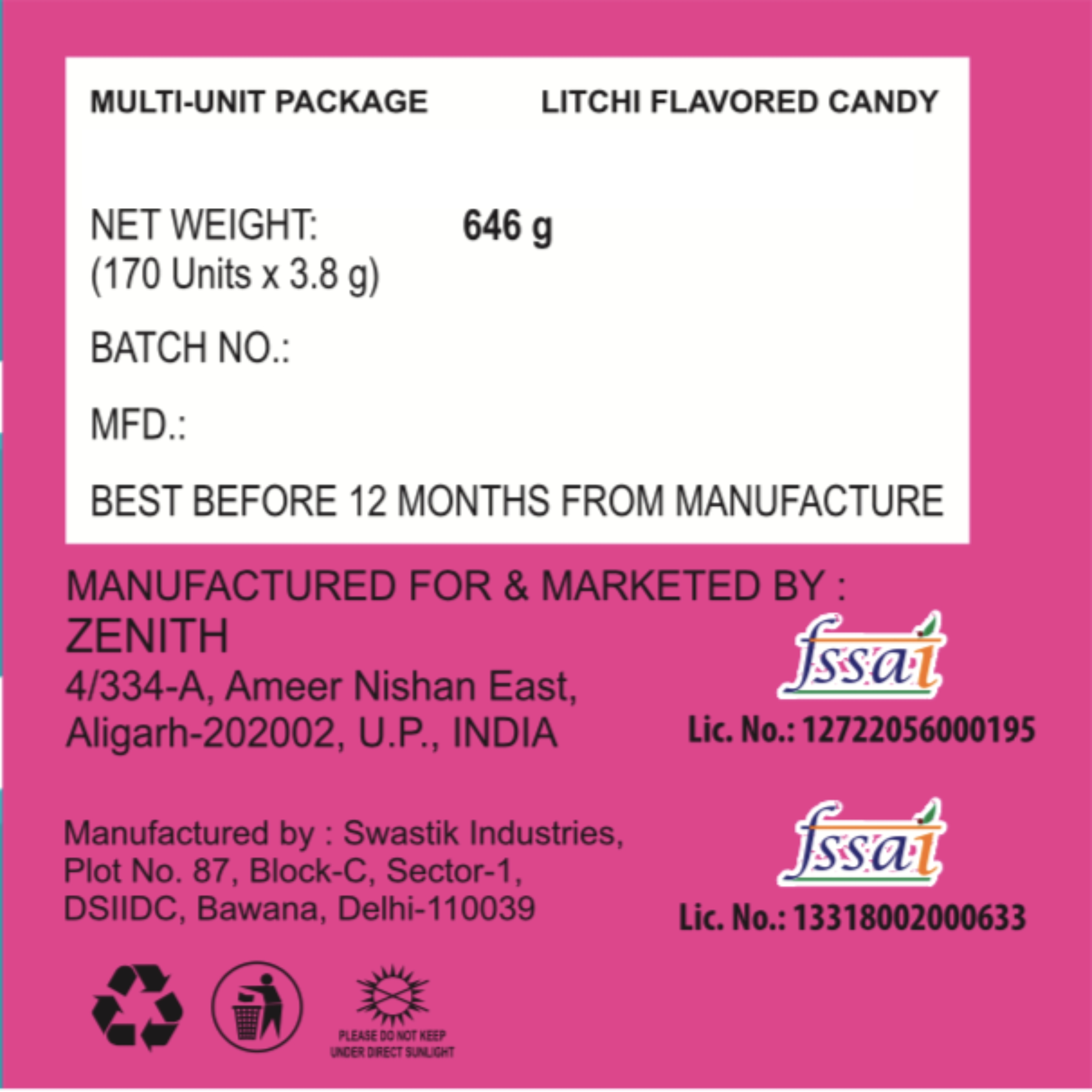 Sweet Clumsy Litchi Flavored Candy