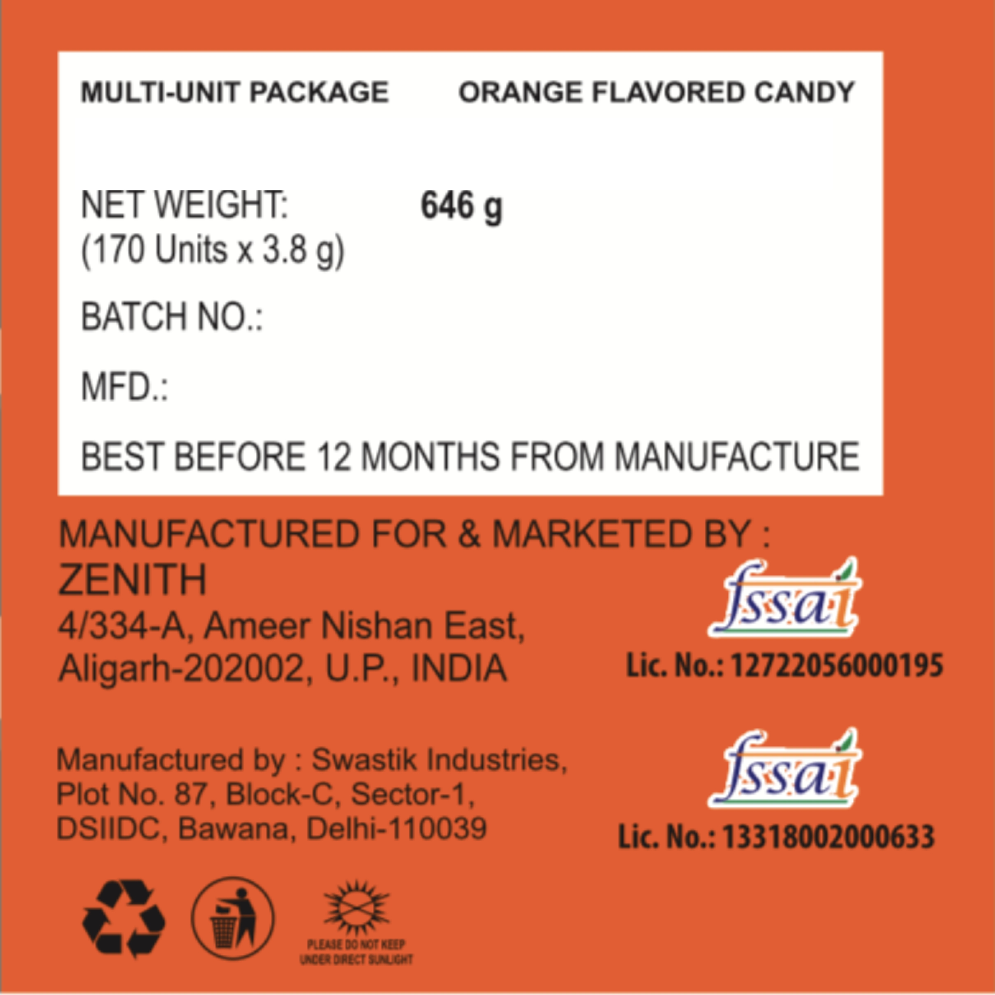 Sweet Clumsy Orange Flavored Candy