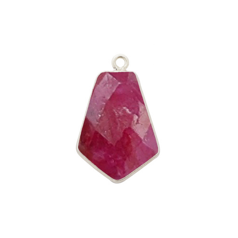 Dyed Ruby Gemstone Pendant - 15x20mm Tie Shape, Gold Vermeil & Silver Options