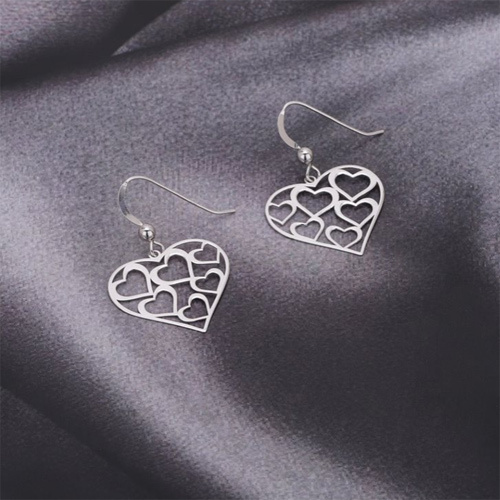 Designer Open Multi-hearts Silver Earrings Gender: Women
