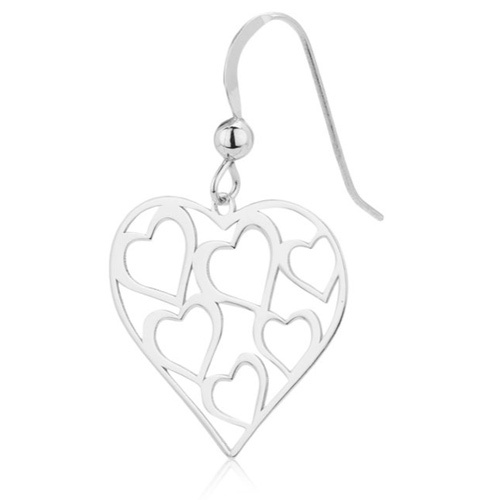 Designer Open Multi-hearts Silver Earrings Gender: Women
