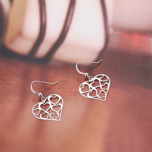 Designer Open Multi-hearts Silver Earrings Gender: Women