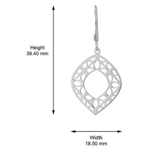 Dangling Intricate Filigree Oval Silver Earring - Multiple Sizes Available | Elegant Dangle Design For Women