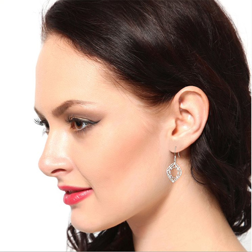 Dangling Intricate Filigree Oval Silver Earring - Multiple Sizes Available | Elegant Dangle Design For Women