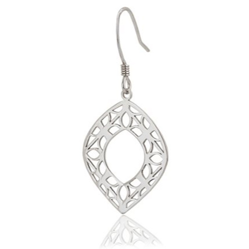 Dangling Intricate Filigree Oval Silver Earring - Multiple Sizes Available | Elegant Dangle Design For Women