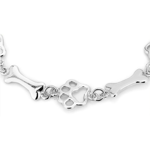 Modern Open Dog Paw Bones Silver Bracelet