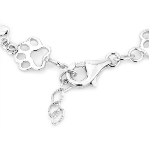 Modern Open Dog Paw Bones Silver Bracelet