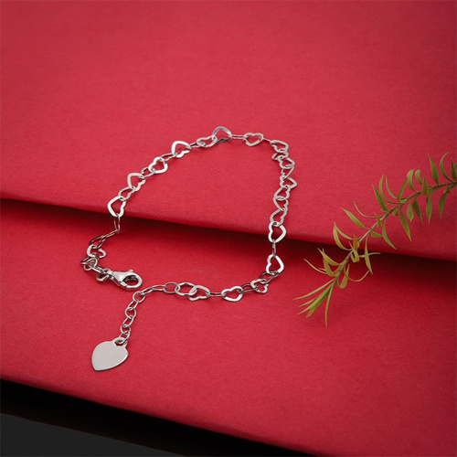 Open Heart Multi-link Chain Bracelet - Silver 925 Material , Modern Style Crafted Jewelry For Elegant Fashion Appeal