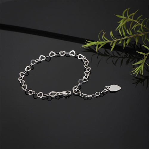Open Heart Multi-link Chain Bracelet - Silver 925 Material , Modern Style Crafted Jewelry For Elegant Fashion Appeal
