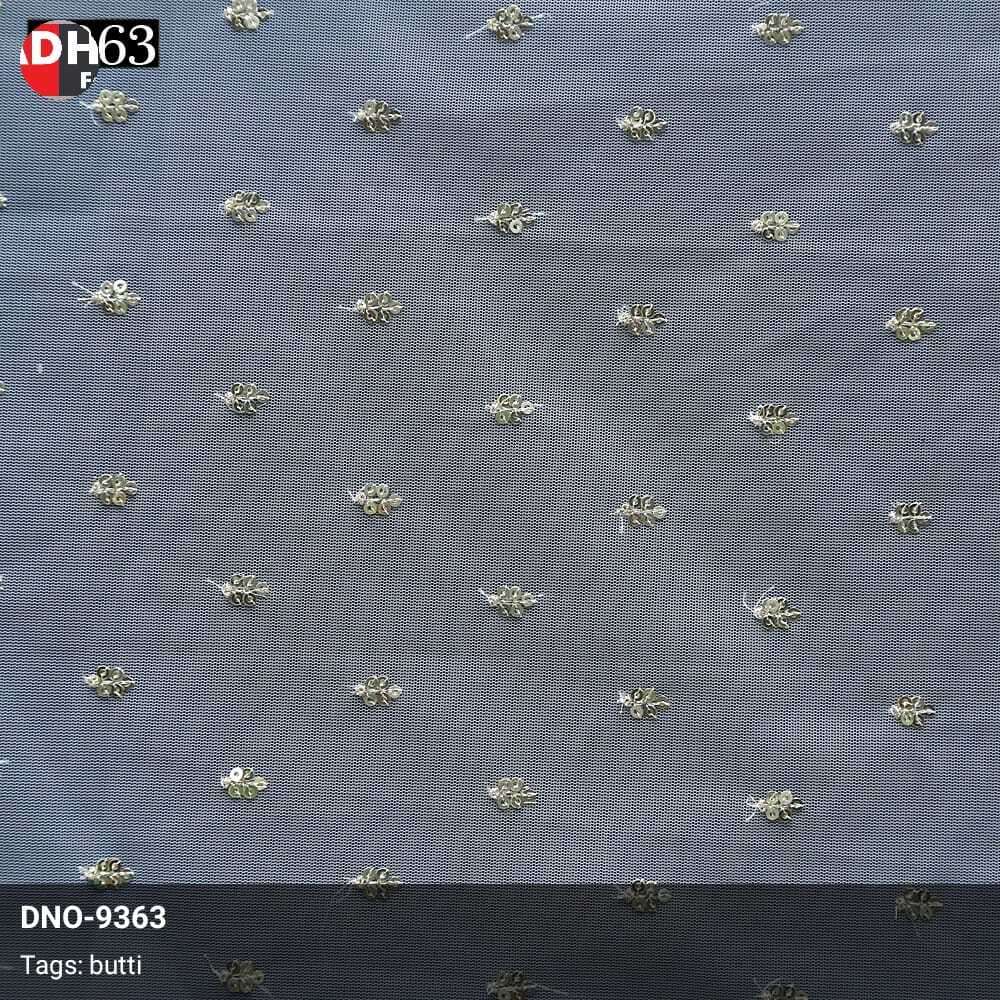 Fancy Sequins Embroidered Butti On Net Fabric - Blend Fabrics, Varied Sizes & Colors | Machined Embroidery, Ideal For Stylish Garments