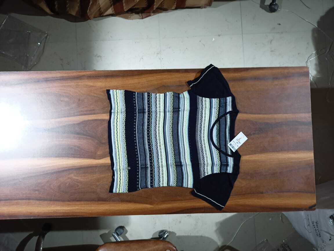 Imported Second Hand Used Knit Top - Cotton Blend, Size S-xl, Green Color | Comfortable Fit, Soft Fabric, V-neck, Short Sleeve, Various Styles