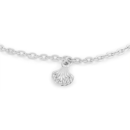 Hanging Shell And Natural Beads Silver Anklet Size: Customized