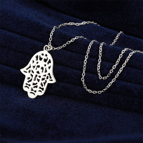 Hamsa Silver Pendant Necklace Size: Different Available