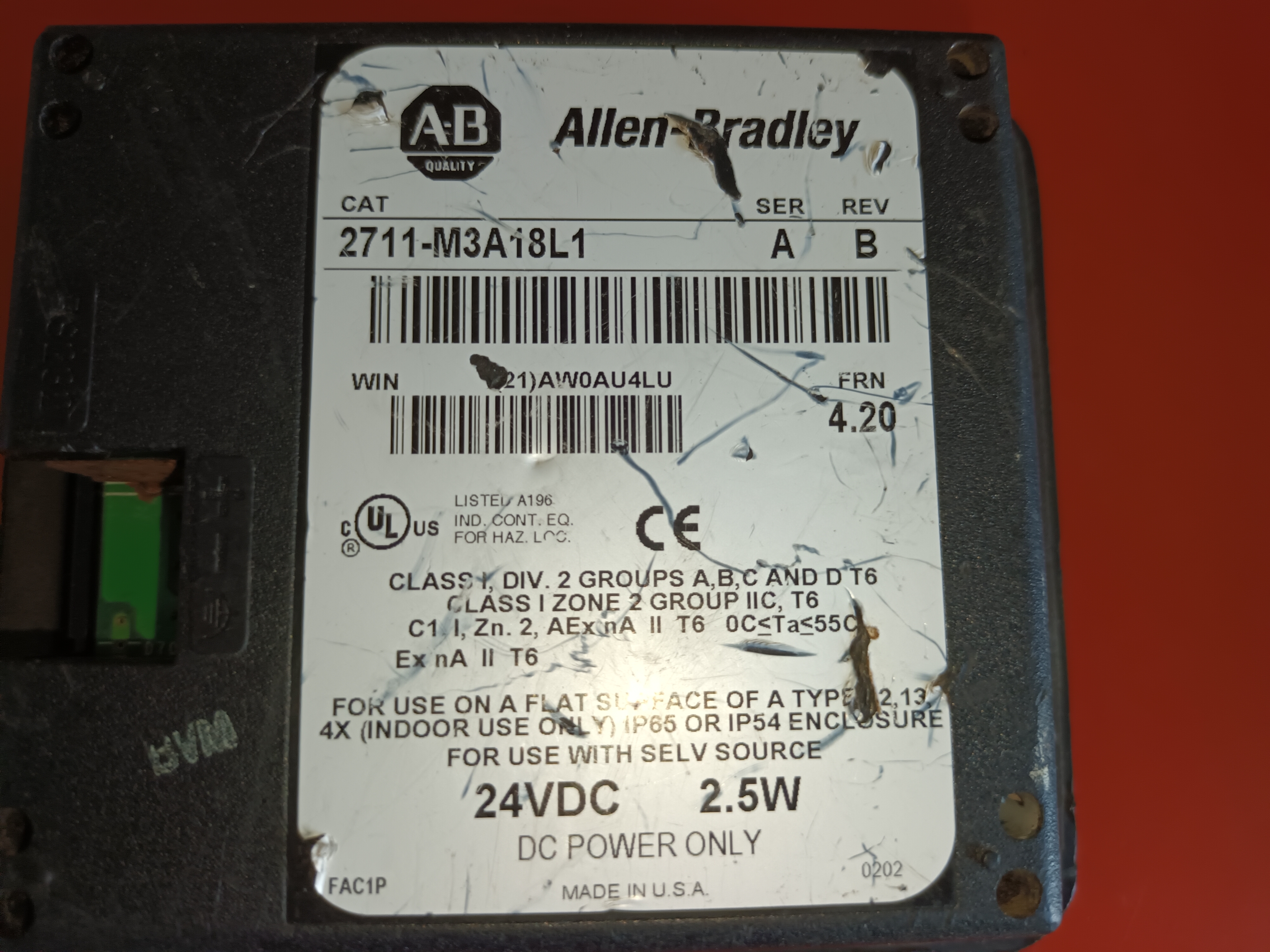 Allen Bradley Hmi 2711-m3a18l1 - Plastic, 100x100mm, Lcd, 320x240 Resolution, 24vdc Power | Ethernet/ip Communication, Data Visualization, Intuitive Interface, Remote Access, Reliable Control