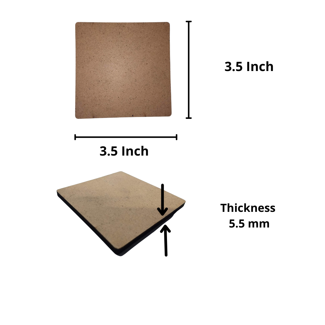 Yorkker Mdf Diy Coaster Cutouts - Pack Of 4 Hexagon, Square, Circle Shapes | Perfect For Hand Painting, Resin Art, Mandala & Kid's Crafts