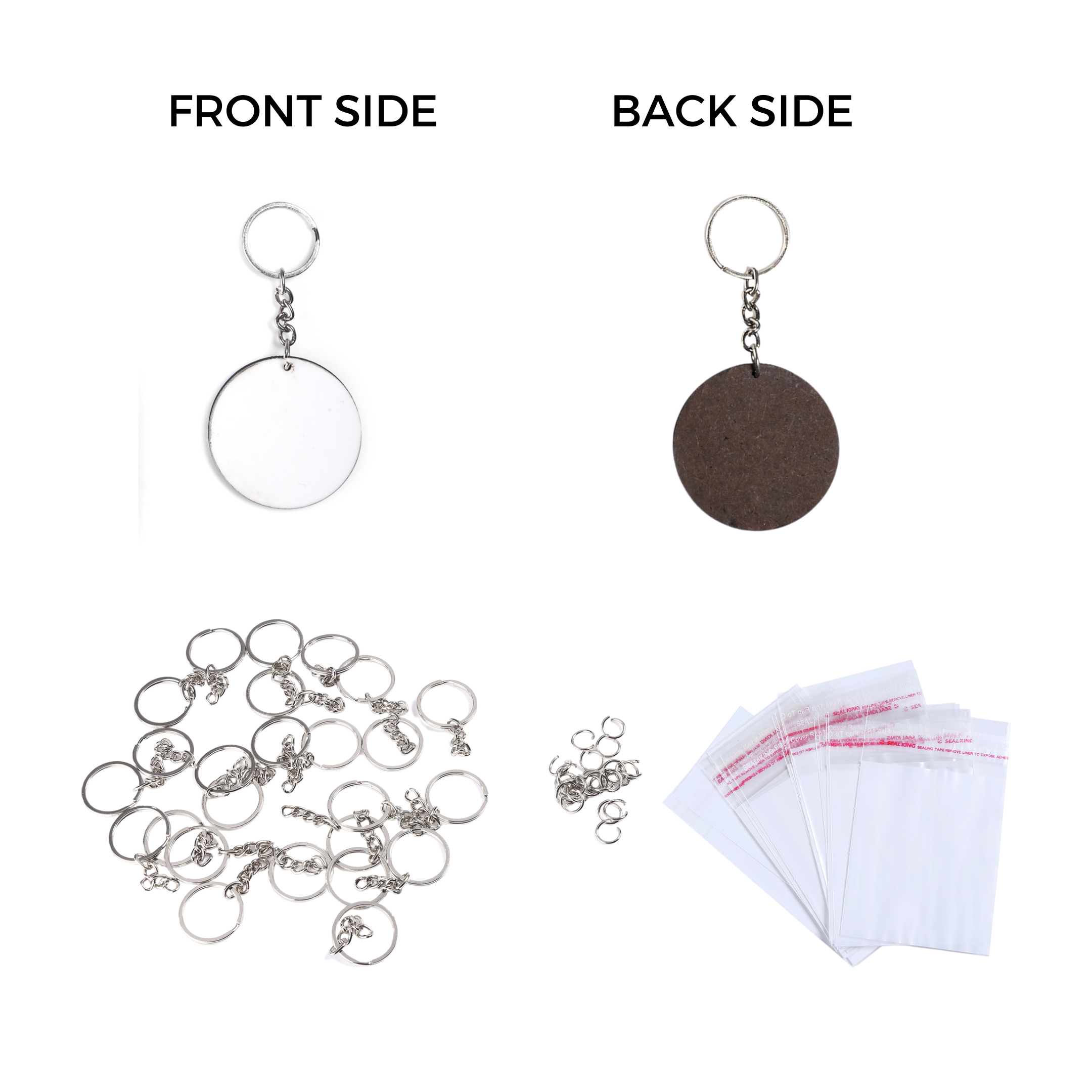 White Yorkker Sublimation Blank Keychain Pack Of 25 Pcs Round Shapes