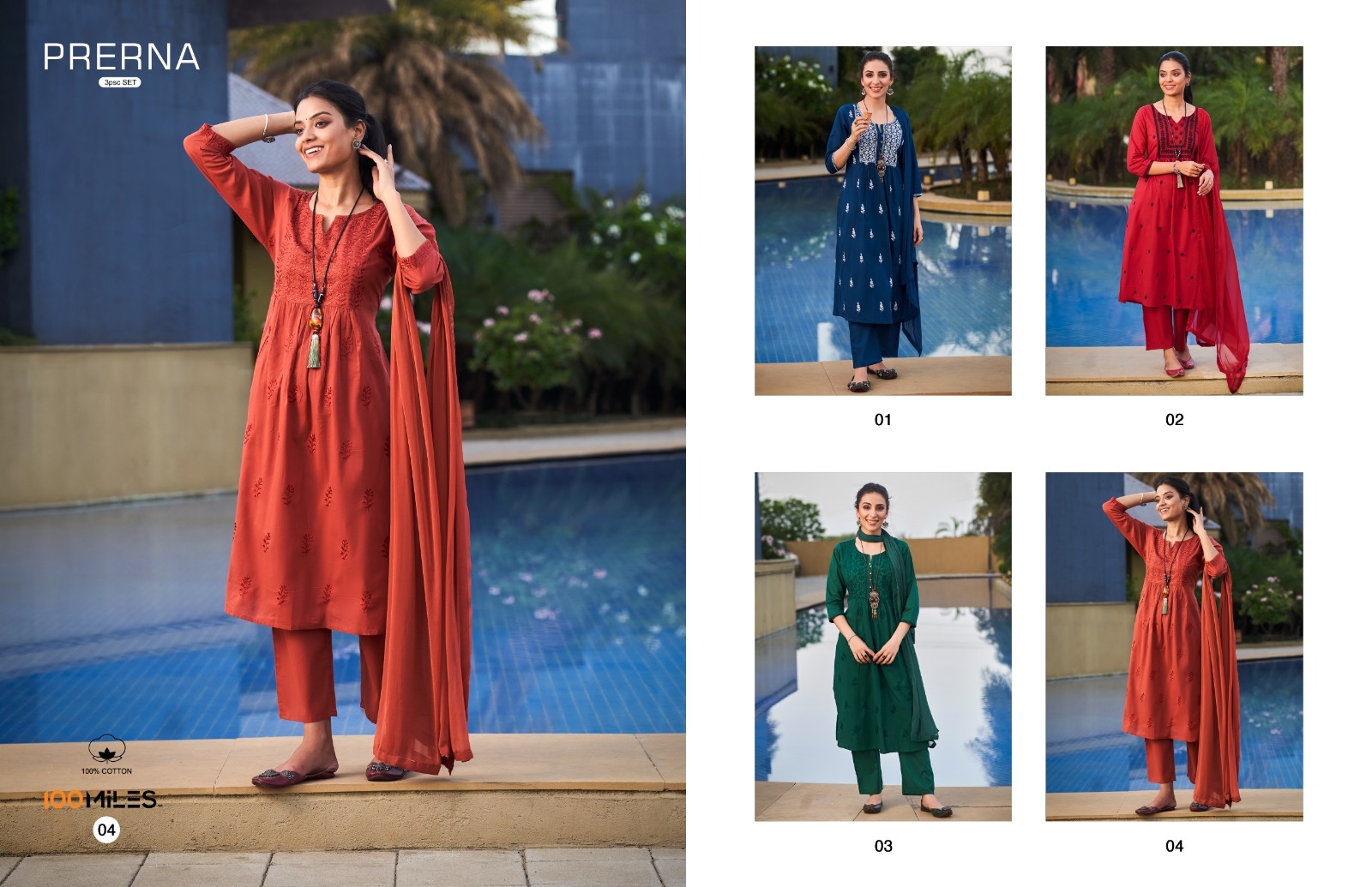 Pure Cotton Cambric Flare Embroidered Kurti