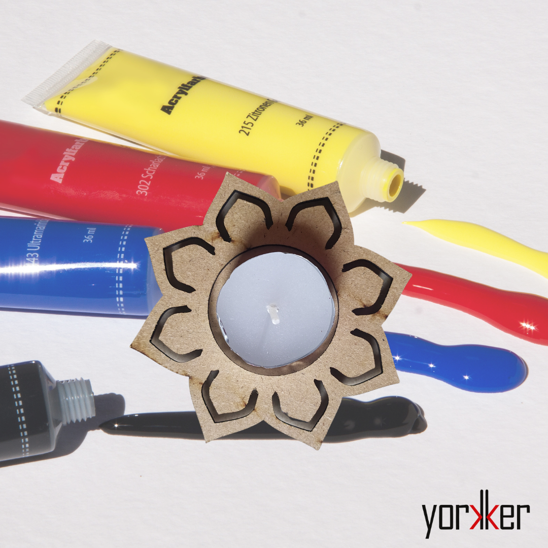 Yorkker Wooden Mdf Diy Tea Light Candle Holder With Candles - High ...