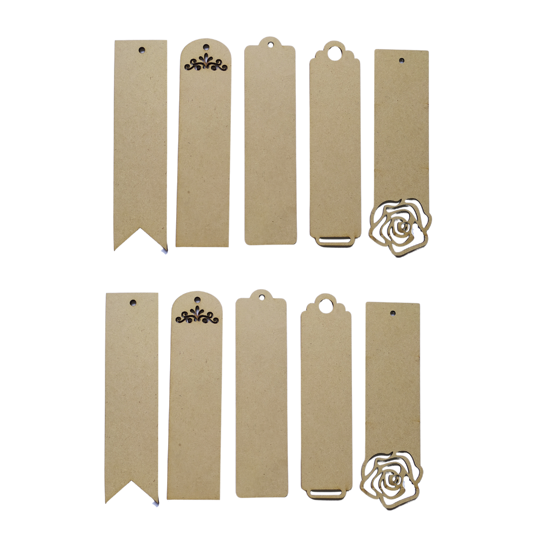 Yorkker Wooden Plain Mdf Bookmarks - Set Of 10, Durable High-quality Mdf, Lightweight, Customizable For Diy Projects, Ideal Gift For Book Lovers