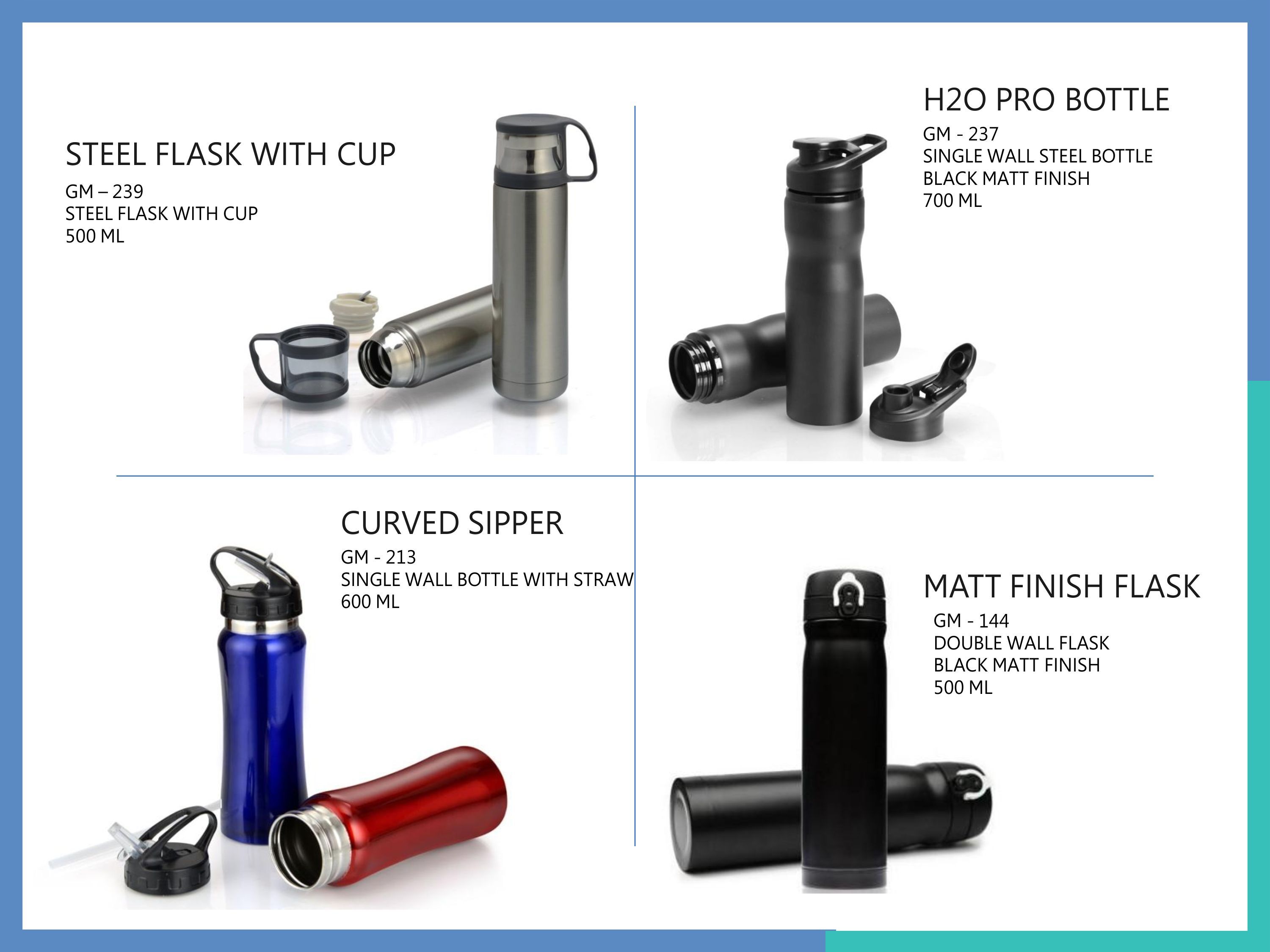 Promotional Flask And Bottles - Steel And Plastic, Multicolor | Ideal For Office, School, College, Custom Branding With Your Logo And Text