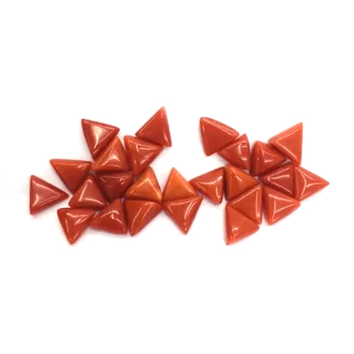 Trillion Cut 3 Cts Triangle Natural Red Coral Moonga Gemstone