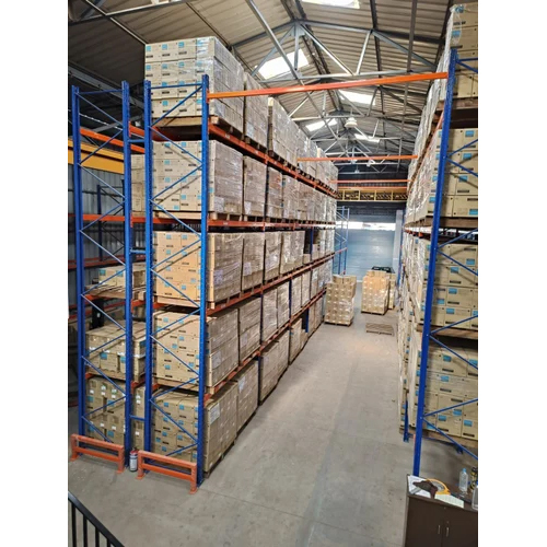 ब्लू एंड ऑरेंज हैवी ड्यूटी स्टोरेज रैक सिस्टम