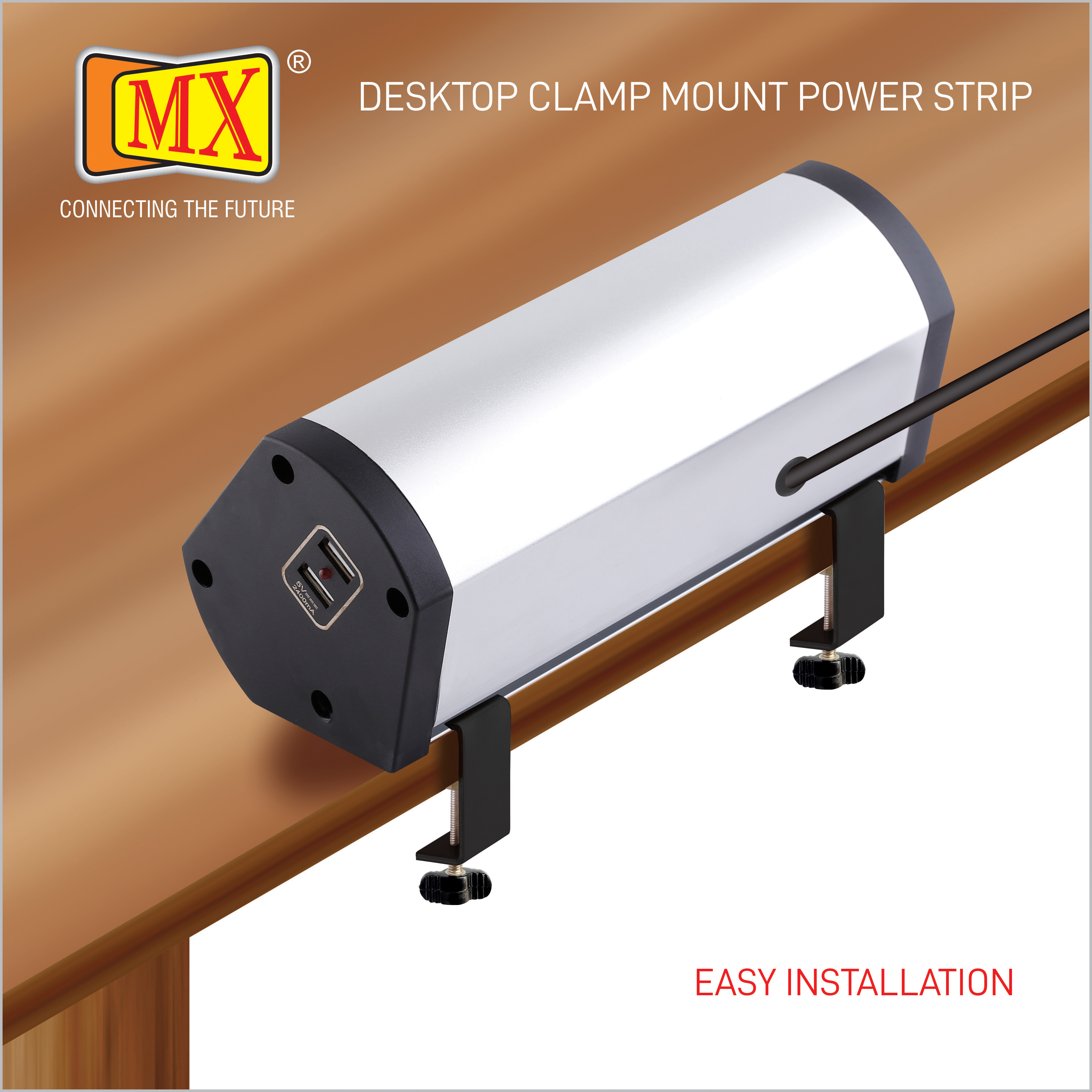 Mx Premium Power Console - Aerospace Grade Aluminum, 20x8.5x9 Cm | 3 Universal Sockets, 2 Usb Ports, 1 Year Warranty, Dual Pole Led Indicator Switch
