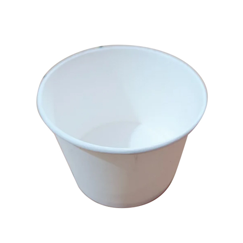 500 Ml Round Paper Container Cup - Paper Material, 500 Ml Size, Plain White Color | Heat And Cold Resistant, Eco-friendly And Disposable