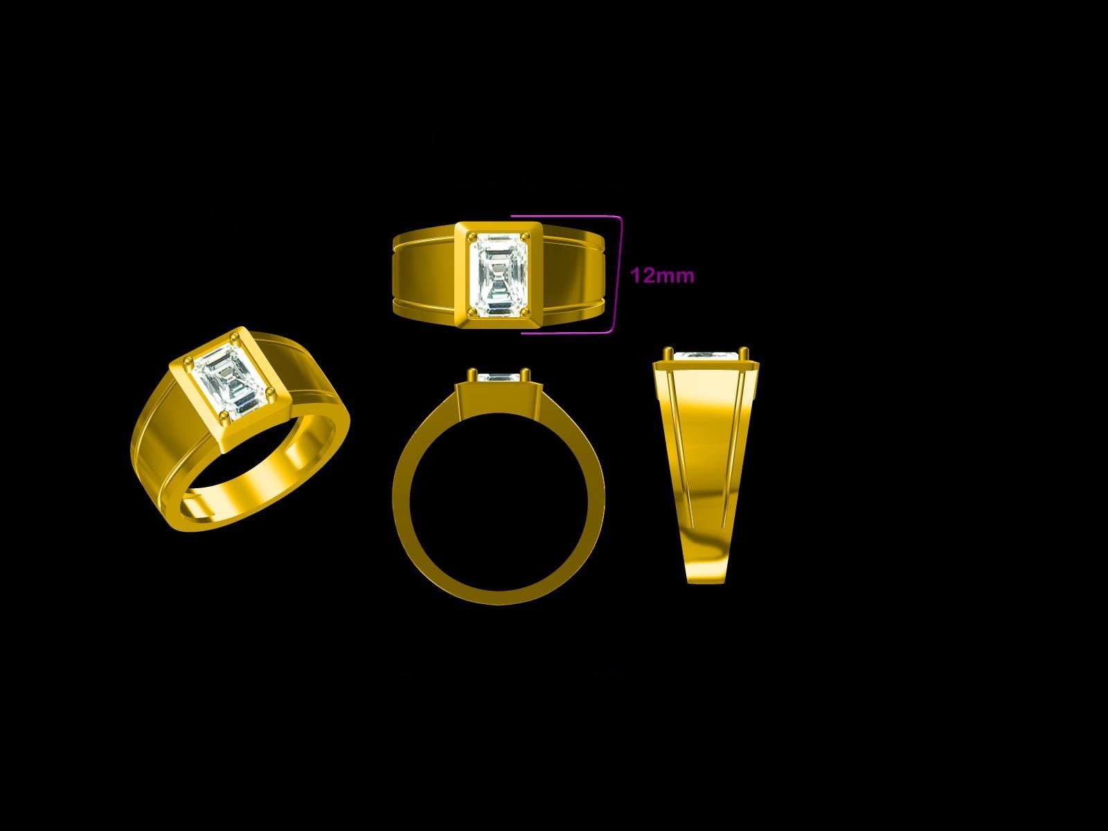 Lab Grown Radiant Solitaire Mens Diamond Ring Diamond Carat Weight: 2.21 Carat