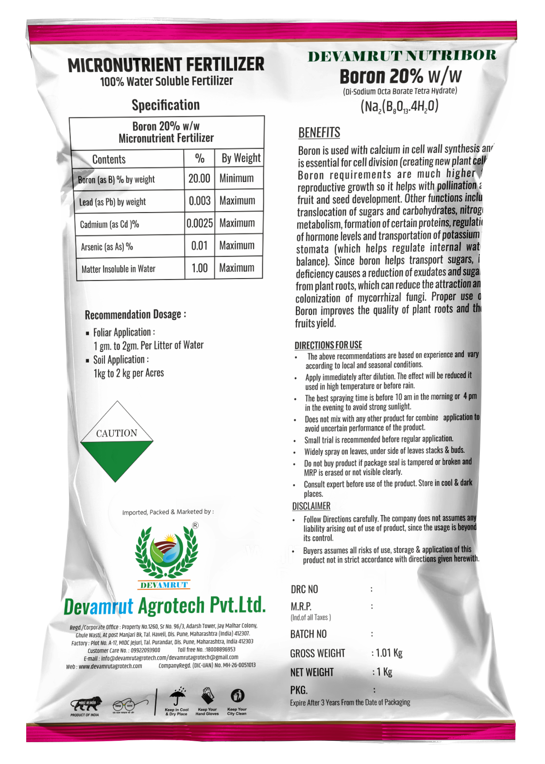 Nutribor - Boron Edta 20 - Application: Agriculture