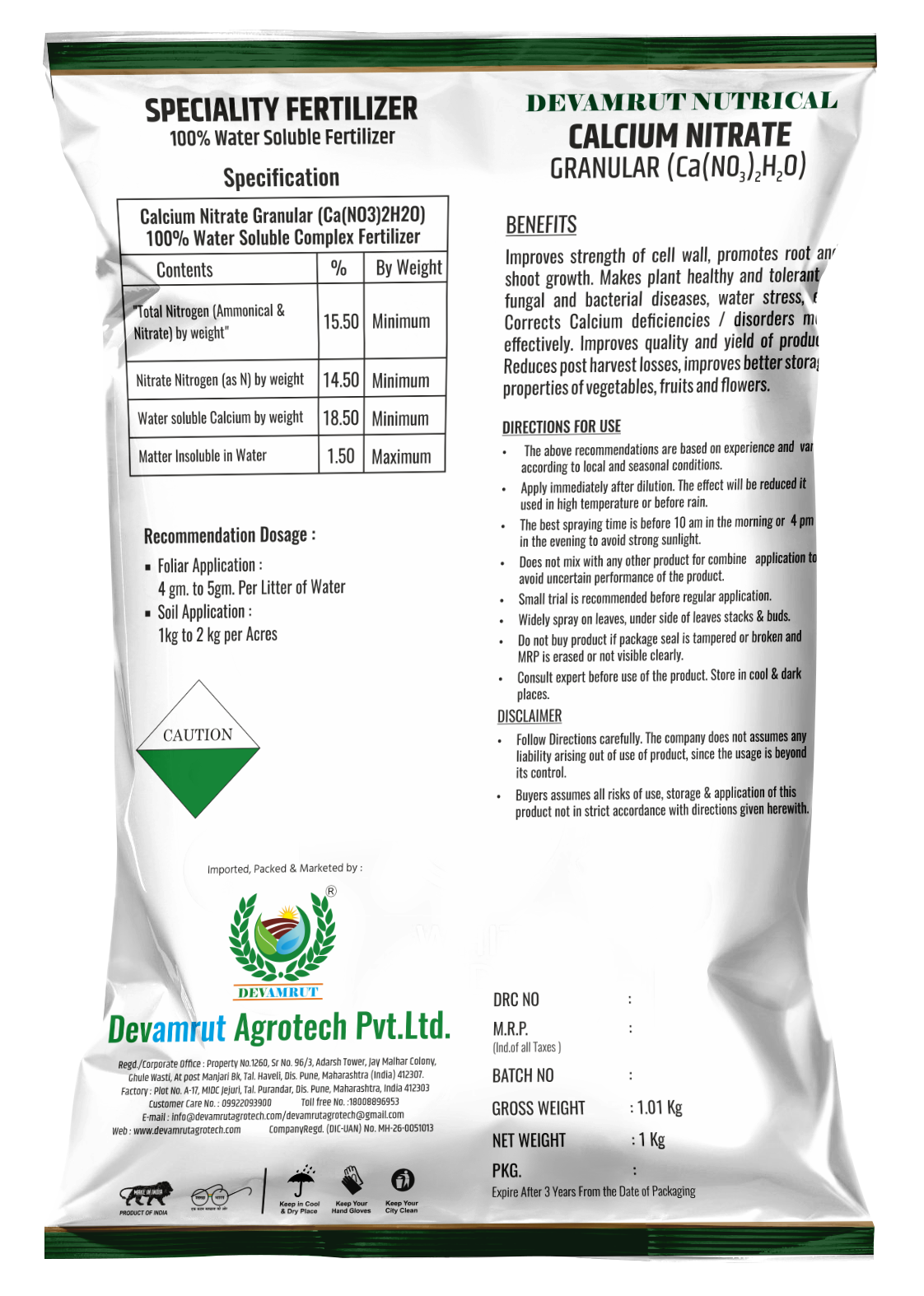 Nutrical - Calcium Nitrate - Application: Agriculture