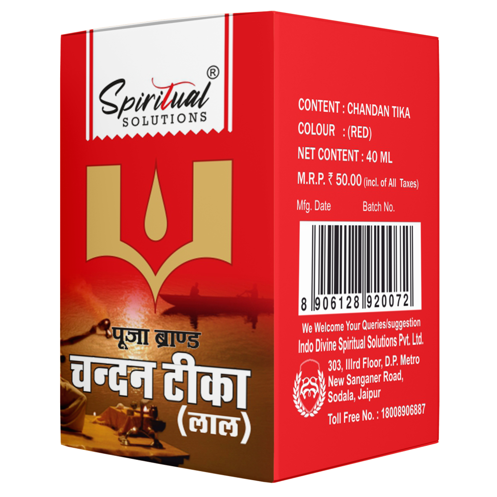 Chandan Tika 40 Ml Red - Pure Sandalwood & Saffron Paste | Relaxing Fragrance, Soothing Forehead Application For Rituals & Prayers